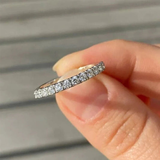 0.32ctw Round Cut CVD HPHT Lab Grown Diamond Half Eternity Band Bridal Ring 14k White Gold DEF Color VS-VVS