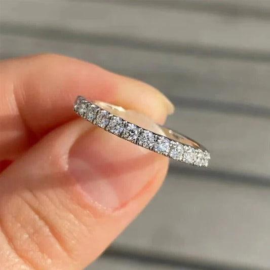 0.32ctw Round Cut CVD HPHT Lab Grown Diamond Half Eternity Band Bridal Ring 14k White Gold DEF Color VS-VVS